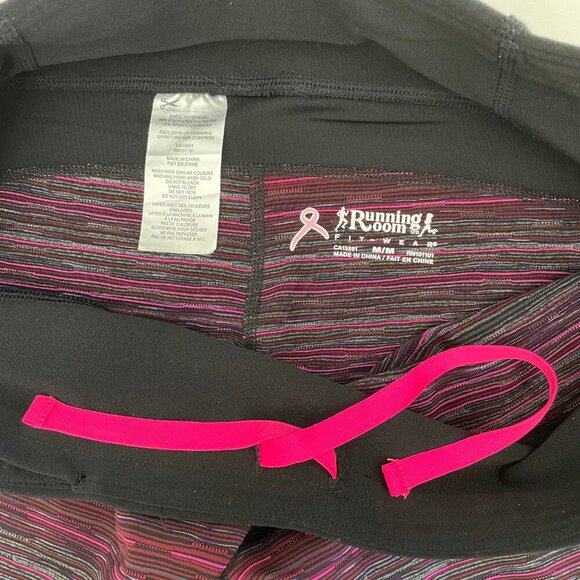 Running Room Fit-Wear Striped Crop Capri Length Leggings Pink Purp Blk Gray Sz M - Picture 12 of 13